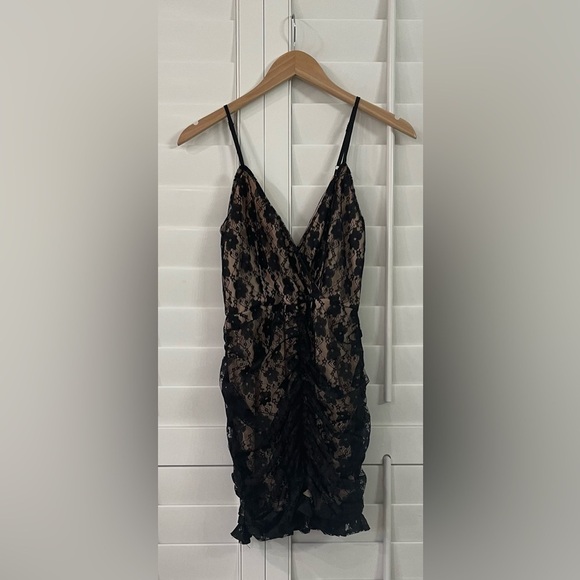 Lulus “Frilled to be Here” Black Lace Ruched Dress - Picture 2 of 9